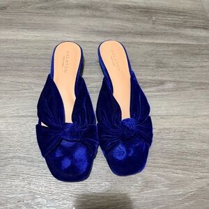 Halston Heritage Royal Blue Velvet Knot Slide Mules